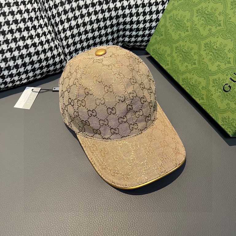 Gucci(Gucci).With box cloth bag, Gucci (Gucci) classic original single baseball cap     gold silk logo. counter 11 open mold customized, the highest version, the original canvas material   head layer cowhide, cotton lini