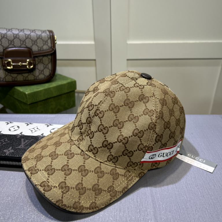 Wannabe classic model shipment!Gucci (Gucci) classic original single baseball cap     counter 11 open mold ordering, the highest version, the original canvas material   head layer cowhide, cotton lining, light and breath