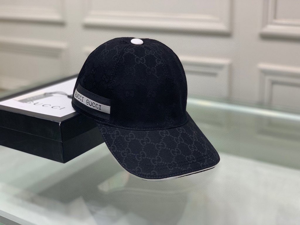 With box bag, Gucci (Gucci) classic original single baseball cap, logo webbing, 11 open mold customized, the original canvas material   head cowhide, the generation of the purchase of popular, men and women can be used w