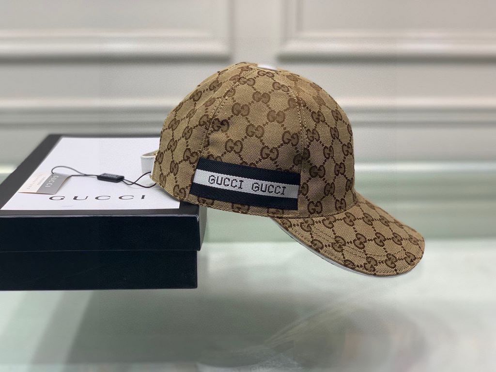 With box bag, Gucci (Gucci) classic original single baseball cap, logo webbing, 11 open mold customized, the original canvas material   head cowhide, the generation of the purchase of popular, men and women can be used w