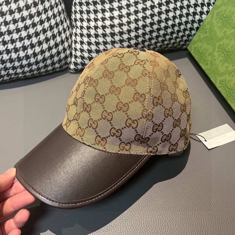 Gucci (Gucci) new original single baseball capWith box cloth bag, Gucci (Gucci) new original single baseball cap, canvas spelling leather, counter hot models, 11 open mold customized, original canvas material   head laye