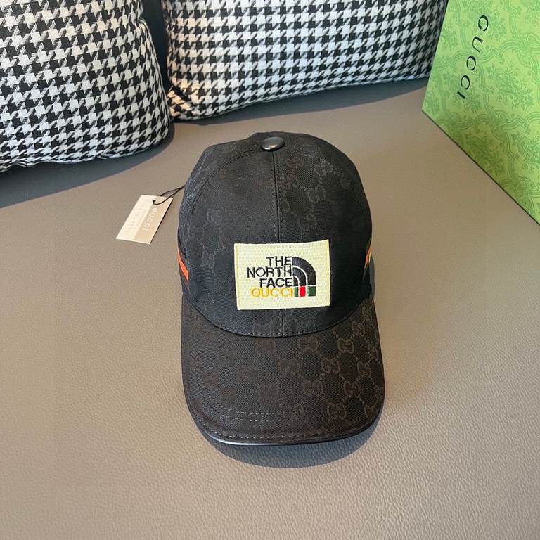 With box bag, Gucci (Gucci) new original single baseball cap, north face embroidery! Counter 11, imported canvas   head cowhide, generation purchase popular, men and women can be used with models, the quality is superb! 