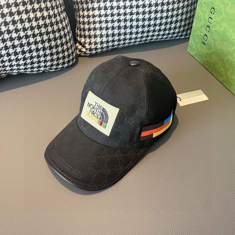 With box bag, Gucci (Gucci) new original single baseball cap, north face embroidery! Counter 11, imported canvas   head cowhide, generation purchase popular, men and women can be used with models, the quality is superb! 