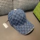 Gucci (Gucci).With box cloth bag, Gucci (Gucci) classic original single baseball cap, double G denim jacquard, retro design, counter 11 open mold order! Original denim fabric   head layer cowhide, lightweight and breatha