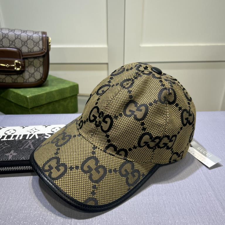 Gucci Gucci new original single baseball cap, large double G, counter 11 open mold ordering, perfect pair of flowers, original canvas fabric   head layer cowhide, lightweight and breathable! Base head circumference 56, p