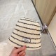 with dust bag [GUCCI Gucci] 2023 new straw striped fashion small bucket hat fisherman's hat, the big models are super good with, hurry up to get!