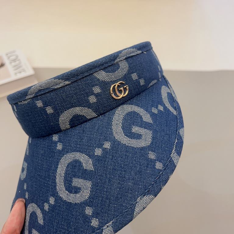 No boxGucci Gucci   spring and summer new denim big G hair band empty top hatWrapped hollow top, sunshade rate of 99%, high-color shade single product