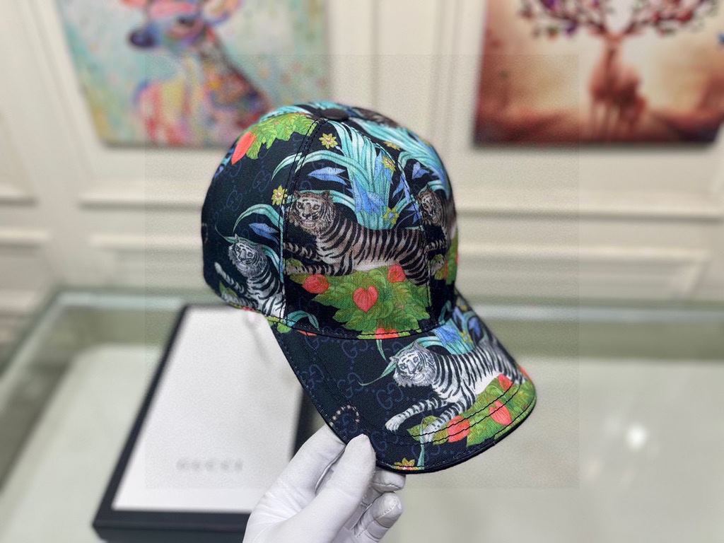 With box cloth bag, Gucci (Gucci) new original single baseball cap, jungle tiger, counter 11 open mold customized, original canvas material   head layer cowhide, cotton lining, lightweight and breathable! Awesome quality