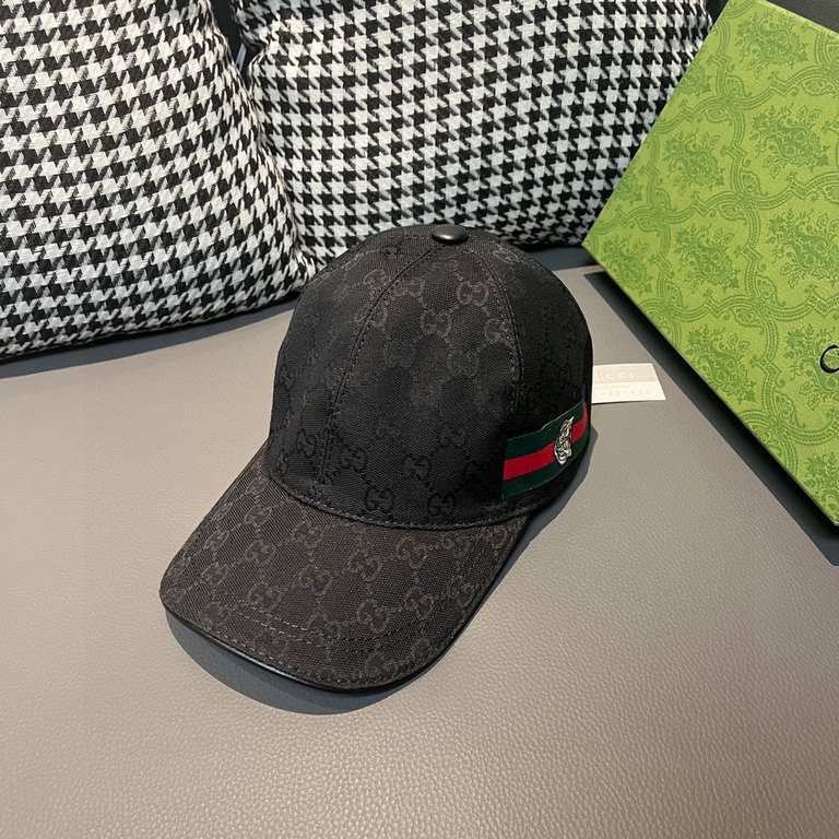 Gucci baseball cap.With box bag, Gucci (Gucci) new original single baseball cap, tiger head webbing, 11 open mold customized, heavy embroidery, details comparable to the counter, the original canvas material   head layer