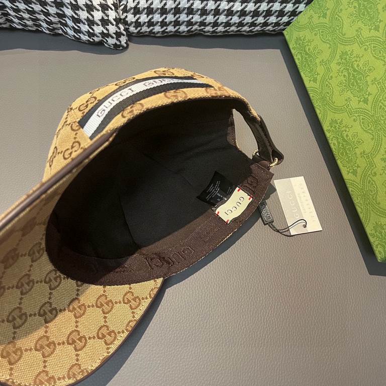 Gucci baseball cap.With box cloth bag, Gucci (Gucci) classic original single baseball cap, logo webbing counter 11 open mold customized, the highest version, the original canvas material   head layer cowhide, cotton lini