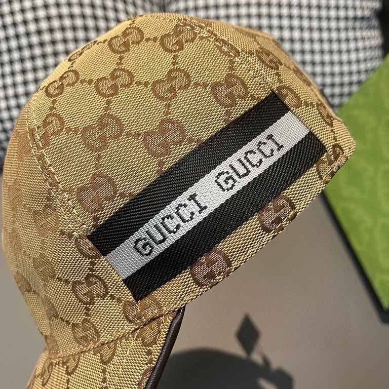 Gucci baseball cap.With box cloth bag, Gucci (Gucci) classic original single baseball cap, logo webbing counter 11 open mold customized, the highest version, the original canvas material   head layer cowhide, cotton lini