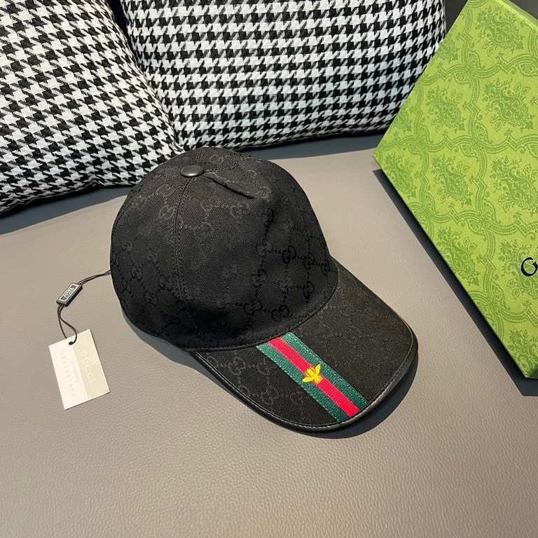 With box cloth bag, Gucci (Gucci) latest original single baseball cap, bee webbing. Counter 11 open mold customized, the highest version, the original canvas material   head cowhide, lightweight and breathable! In-kind s