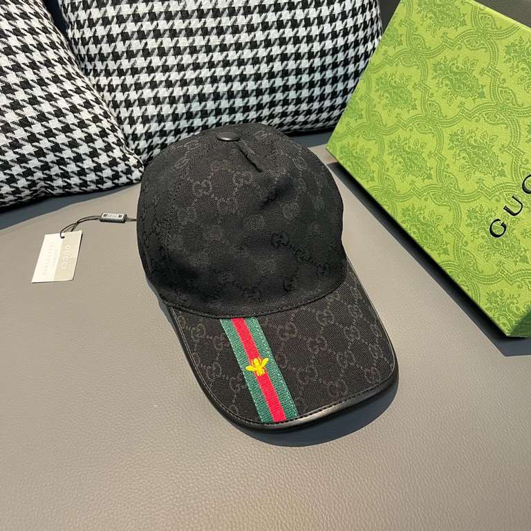 With box cloth bag, Gucci (Gucci) latest original single baseball cap, bee webbing. Counter 11 open mold customized, the highest version, the original canvas material   head cowhide, lightweight and breathable! In-kind s