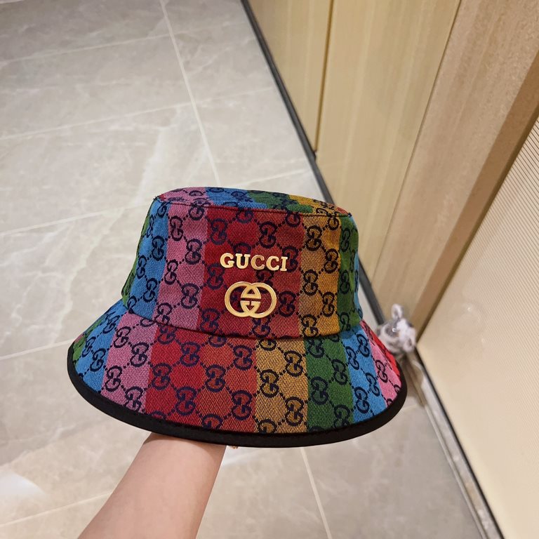 with dust bag [GUCCI Gucci] 2023 spring and summer explosion counter quality big brand color blocking fisherman's hat, big model super good with, hurry to get!