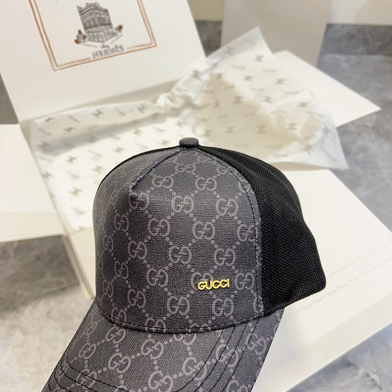 Special price   with dust bag. [GUCCI Gucci] 2024 spring and summer new hollow splicing baseball cap, classic leather unisex