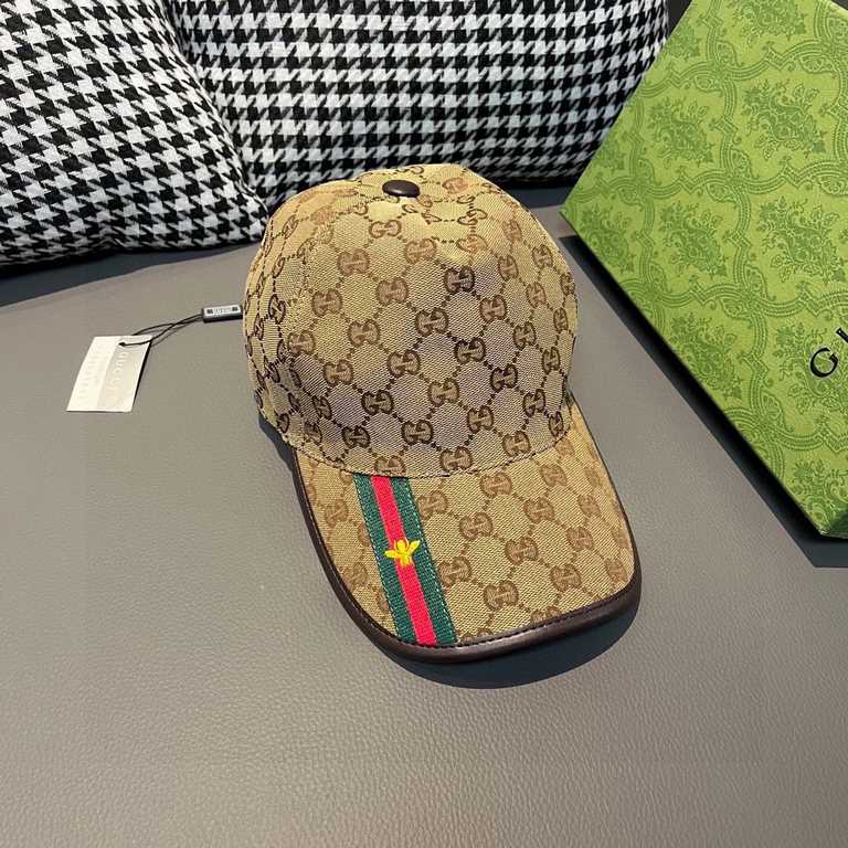 With box cloth bag, Gucci (Gucci) latest original single baseball cap, bee webbing. Counter 11 open mold customized, the highest version, the original canvas material   head cowhide, lightweight and breathable! In-kind s