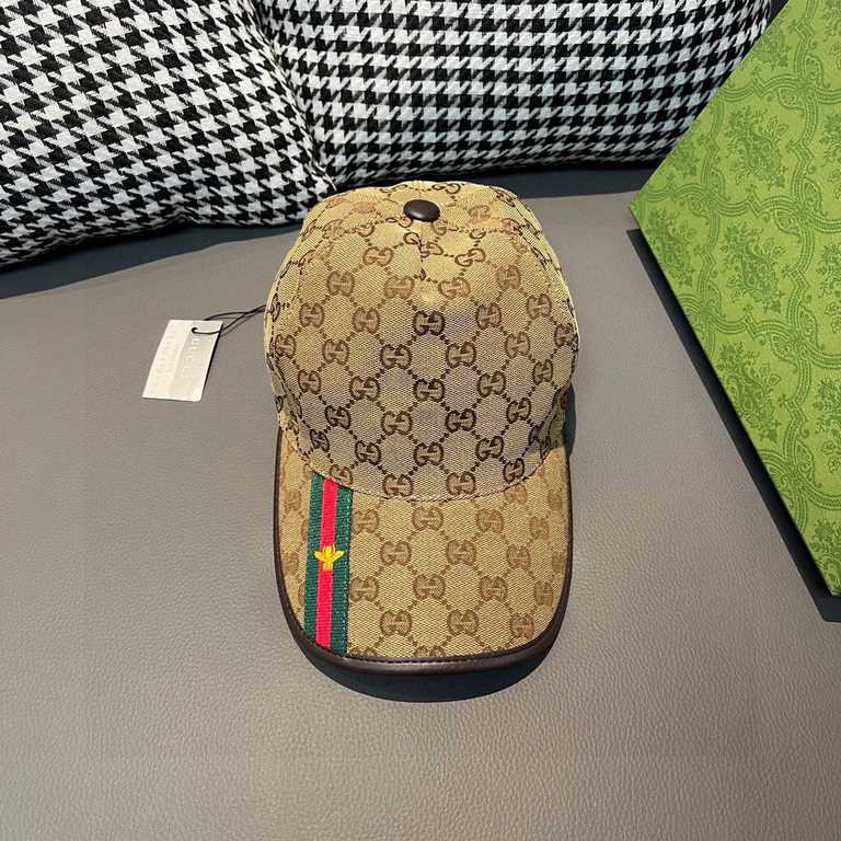 With box cloth bag, Gucci (Gucci) latest original single baseball cap, bee webbing. Counter 11 open mold customized, the highest version, the original canvas material   head cowhide, lightweight and breathable! In-kind s