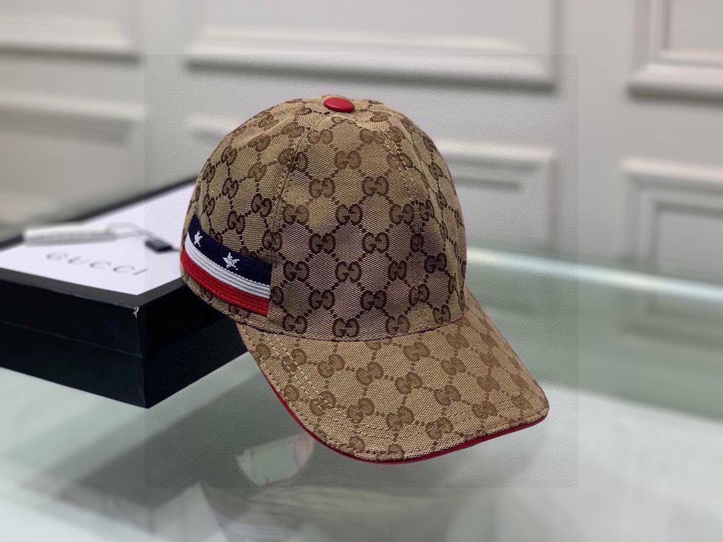 With box bag, Gucci (Gucci) classic original single baseball cap, five-star webbing, 11 open mold customized, the original canvas material   head cowhide, the generation of the purchase of popular, men and women can be u