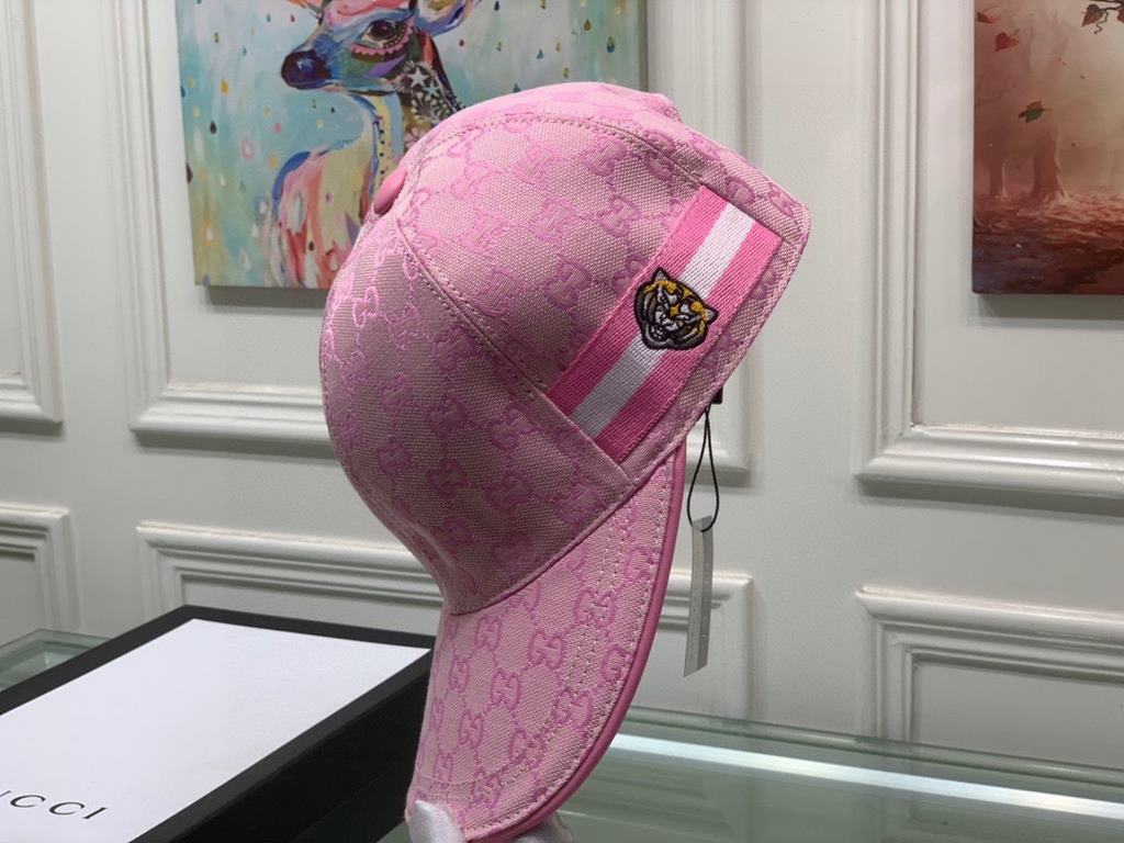 With box bag, Gucci (Gucci) new original single baseball cap, tiger head webbing, 11 open mold customized, heavy embroidery, details comparable to the counter, the original canvas material   head cowhide, the quality is 