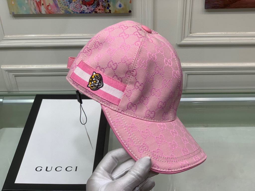 With box bag, Gucci (Gucci) new original single baseball cap, tiger head webbing, 11 open mold customized, heavy embroidery, details comparable to the counter, the original canvas material   head cowhide, the quality is 