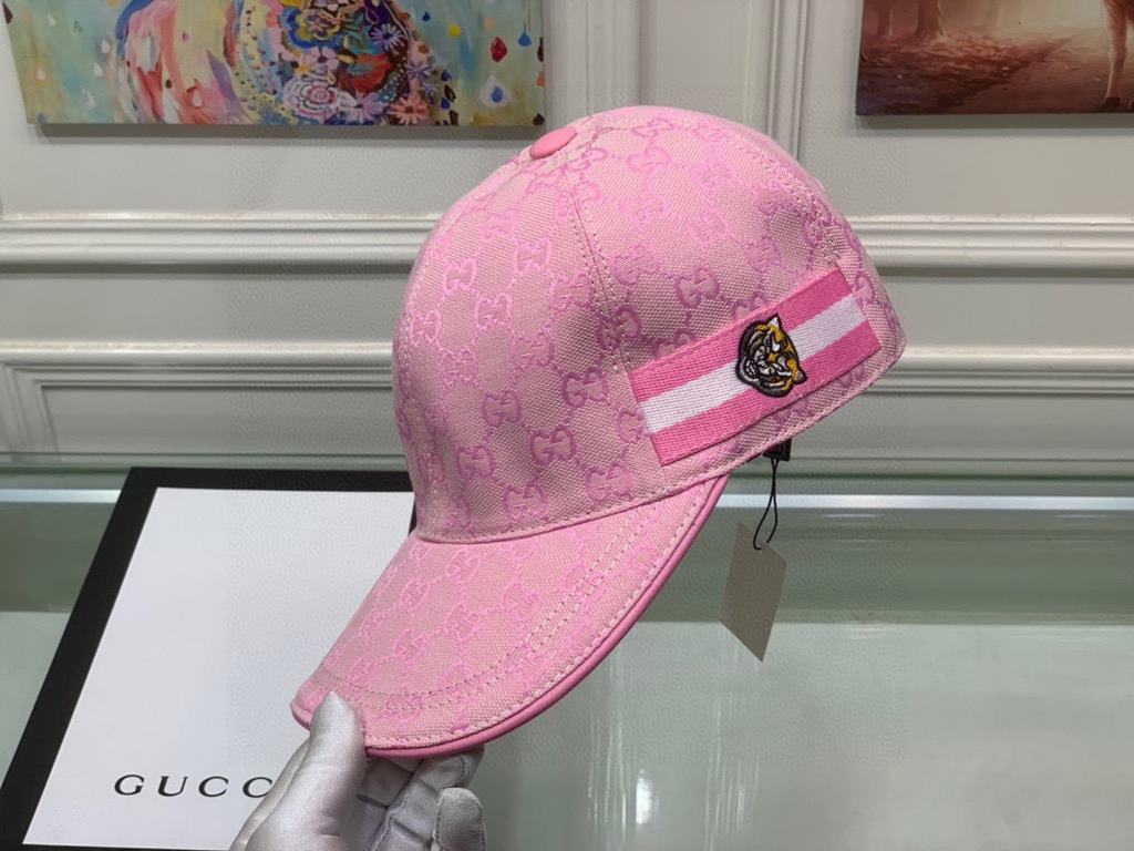 With box bag, Gucci (Gucci) new original single baseball cap, tiger head webbing, 11 open mold customized, heavy embroidery, details comparable to the counter, the original canvas material   head cowhide, the quality is 