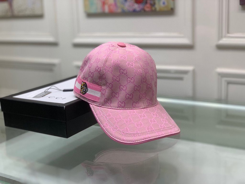 With box bag, Gucci (Gucci) new original single baseball cap, tiger head webbing, 11 open mold customized, heavy embroidery, details comparable to the counter, the original canvas material   head cowhide, the quality is 