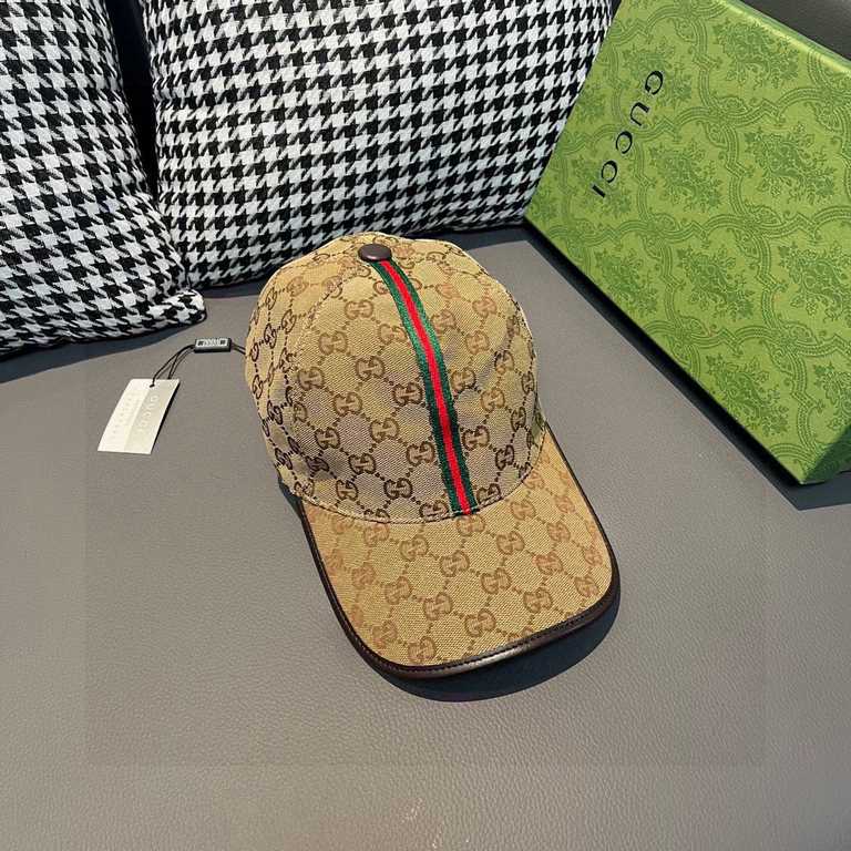 With packaging bag, Gucci (Gucci) classic original single baseball cap, vertical stripes of small webbing, 11 open molded to order, the original canvas material   head layer cowhide, leather wrapped handsome and stylish,