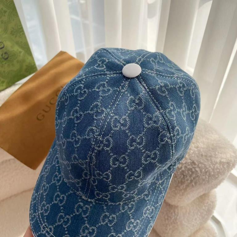 With box cloth bag, Gucci (Gucci) classic original single baseball cap, double G denim jacquard, retro design, counter 11 open mold order! Original denim fabric   head layer cowhide, lightweight and breathable! In-kind s