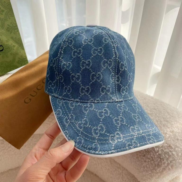 With box cloth bag, Gucci (Gucci) classic original single baseball cap, double G denim jacquard, retro design, counter 11 open mold order! Original denim fabric   head layer cowhide, lightweight and breathable! In-kind s