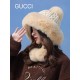 GUCCI Gucci winter thunderbolt hat female Korean tide hundred matching lovely wool ball knitted wool cap padded warm fashion ear protection hat