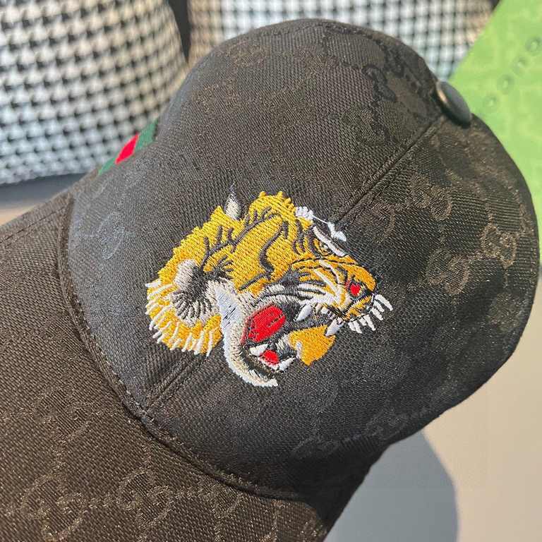 With box bag, Gucci (Gucci) new original single baseball cap, tiger head embroidery, 11 open mold customized, heavy embroidery, details comparable to the counter, the original canvas material   head cowhide, the quality 