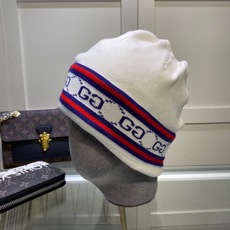 GUCCI Gucci original single hat official website new hair band decorated knitted cap, love] [love] wool cashmere double layer hat    warm and stylish, simple and generous, more fashionable high-end atmosphere!