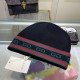 GUCCI Gucci original single hat official website new hair band decorated knitted cap, love] [love] wool cashmere double layer hat    warm and stylish, simple and generous, more fashionable high-end atmosphere!