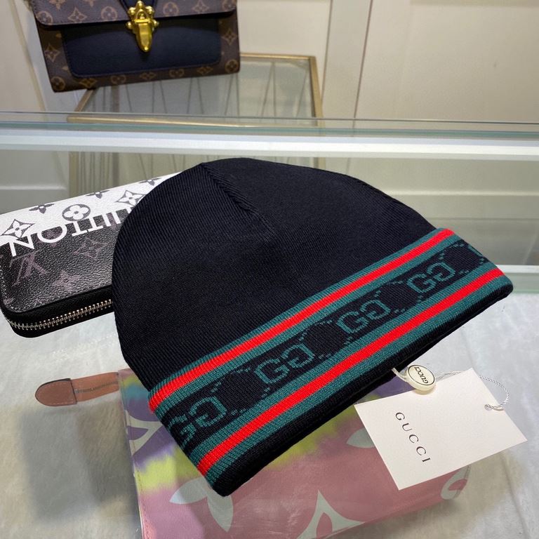 GUCCI Gucci original single hat official website new hair band decorated knitted cap, love] [love] wool cashmere double layer hat    warm and stylish, simple and generous, more fashionable high-end atmosphere!