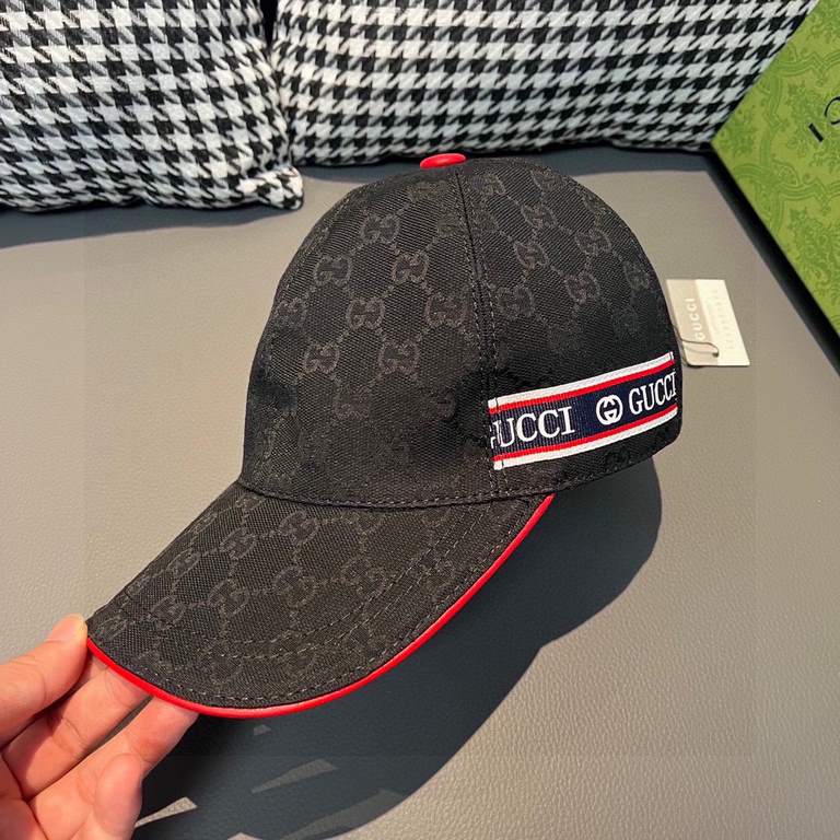 With box bag, Gucci (Gucci) spring and summer new original single baseball cap, logo webbing, 11 open mold customized, original canvas material   head layer cowhide, the generation of the purchase of popular, men and wom