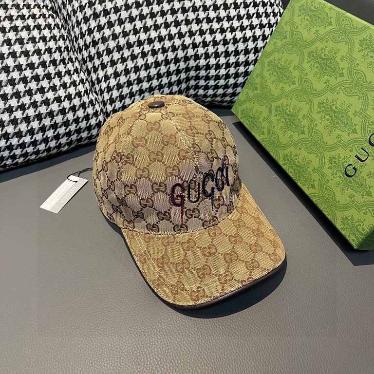 Gucci baseball cap.With box bag, Gucci (Gucci) new original single baseball cap, art word embroidery, 11 open mold customized, heavy embroidery, details comparable to the counter, the original canvas material   head laye