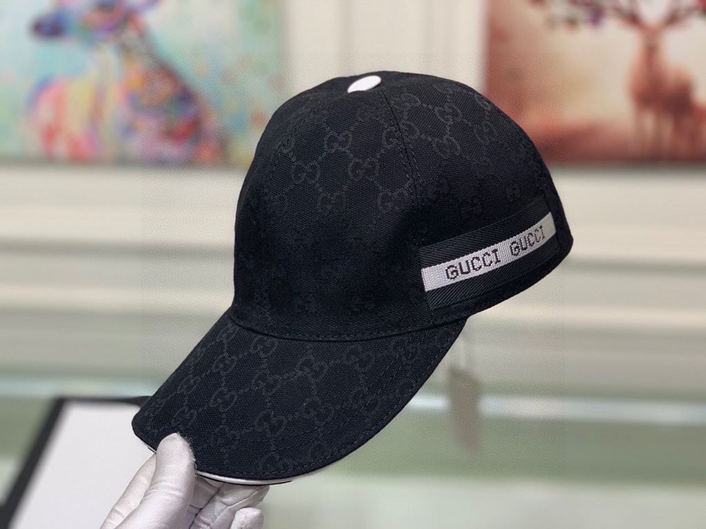 With box bag, Gucci (Gucci) classic original single baseball cap, logo webbing, 11 open mold customized, the original canvas material   head cowhide, the generation of the purchase of popular, men and women can be used w