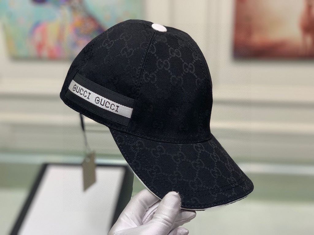 With box bag, Gucci (Gucci) classic original single baseball cap, logo webbing, 11 open mold customized, the original canvas material   head cowhide, the generation of the purchase of popular, men and women can be used w