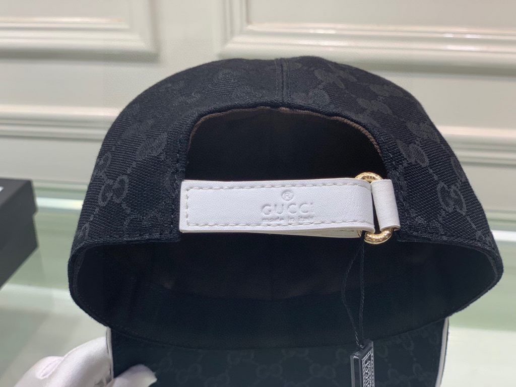 With box bag, Gucci (Gucci) classic original single baseball cap, logo webbing, 11 open mold customized, the original canvas material   head cowhide, the generation of the purchase of popular, men and women can be used w