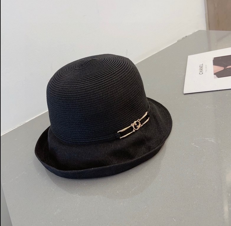 Gucci Gucci Straw Hat, Horseshoe Button Rolled Bowler Hat Foldable, Head Circumference 57cm