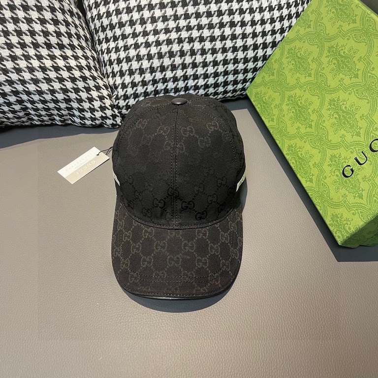 Gucci baseball cap.With box cloth bag, Gucci (Gucci) classic original single baseball cap, logo webbing counter 11 open mold customized, the highest version, the original canvas material   head layer cowhide, cotton lini