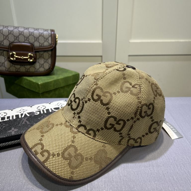 Gucci Gucci new original single baseball cap, large double G, counter 11 open mold ordering, perfect pair of flowers, original canvas fabric   head layer cowhide, lightweight and breathable! Base head circumference 56, p