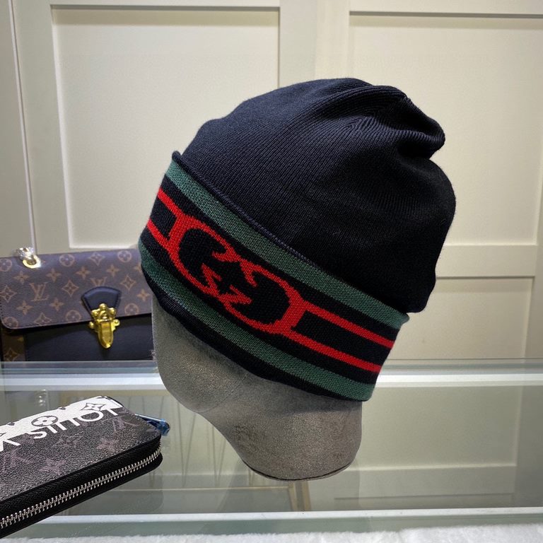 GUCCI Gucci original single hat official website new hair band decorated knitted cap, love] [love] wool cashmere double layer hat    warm and stylish, simple and generous, more fashionable high-end atmosphere!