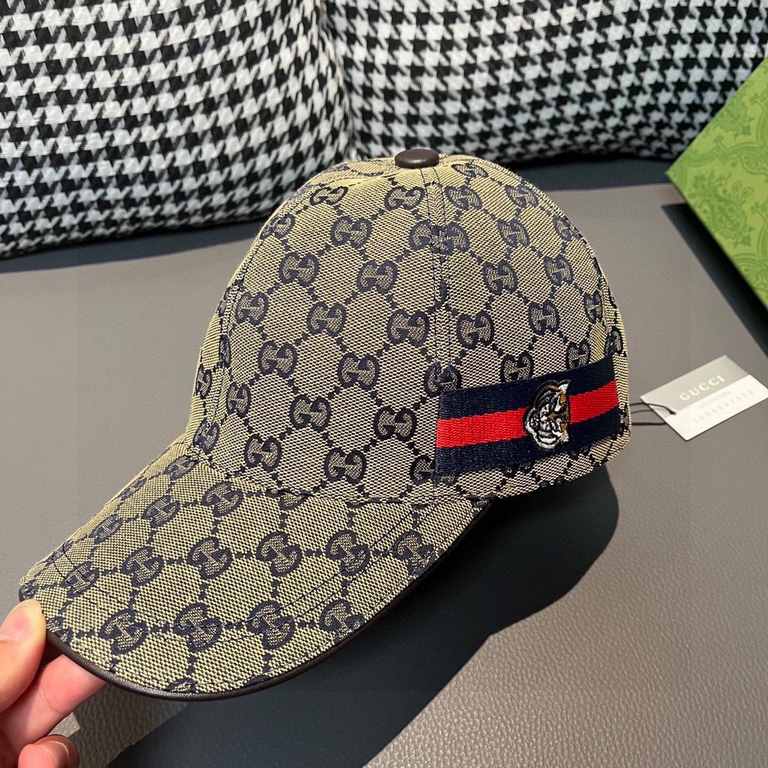 With box bag, Gucci (Gucci) new original single baseball cap, tiger head webbing, 11 open mold customized, heavy embroidery, details comparable to the counter, the original canvas material   head cowhide, the quality is 