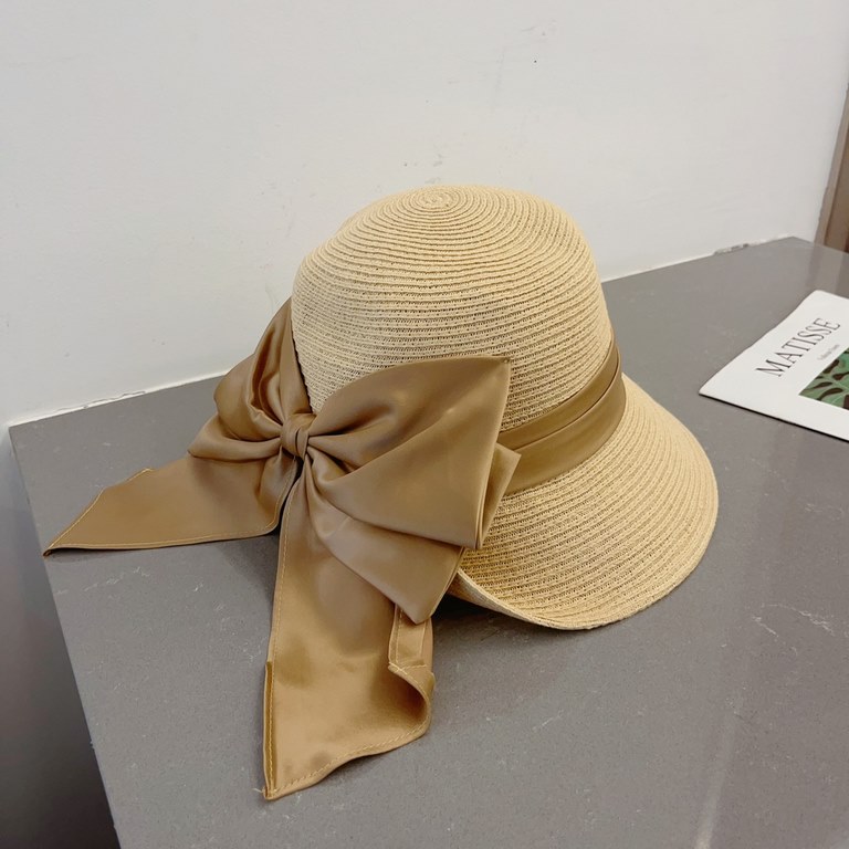 Gucci Gucci Straw Hat, Celebrity Style Sun Hat, Satin Bow Floppy, Head Circumference 57cm