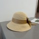 Gucci Gucci Straw Hat, Celebrity Style Sun Hat, Satin Bow Floppy, Head Circumference 57cm