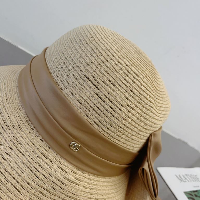 Gucci Gucci Straw Hat, Celebrity Style Sun Hat, Satin Bow Floppy, Head Circumference 57cm