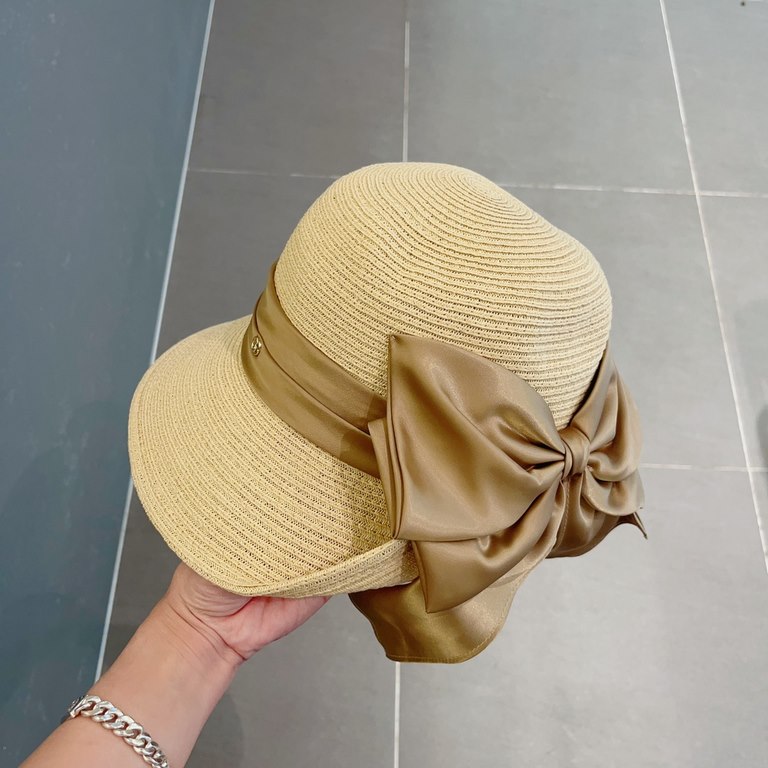 Gucci Gucci Straw Hat, Celebrity Style Sun Hat, Satin Bow Floppy, Head Circumference 57cm