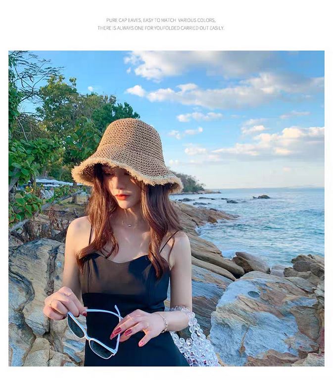 Gucci Gucci Handmade Raw Edge Straw Hat Children Summer Straw Sun Hat Hundred Foldable Fisherman Hat Outing Beach Hat Sunscreen Hat