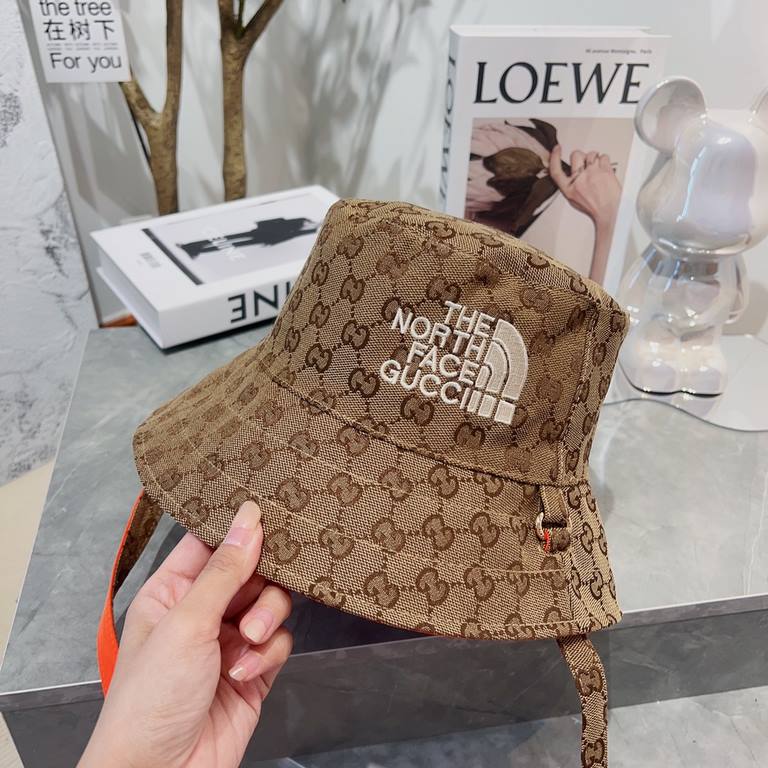 Gucci VS North Face   fisherman's hat female summer Korean tide Japanese net red letters to cover the face anti-ultraviolet hat large-brimmed sunscreen hat sunshade hat